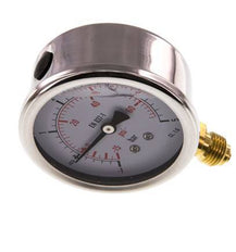 -1..5 Bar (-15..73 psi) Glycerin Pressure Gauge Below Stainless steel/Brass 63 mm Class 1.6