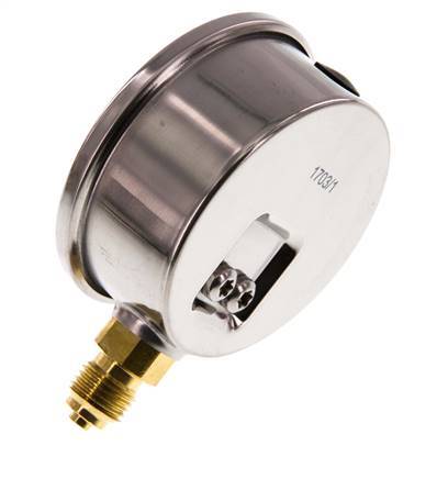 -1..5 Bar (-15..73 psi) Glycerin Pressure Gauge Below Stainless steel/Brass 63 mm Class 1.6