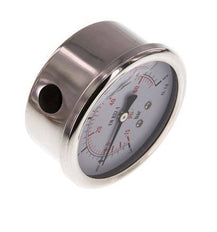 -1..5 Bar (-15..73 psi) Glycerin Pressure Gauge Below Stainless steel/Brass 63 mm Class 1.6