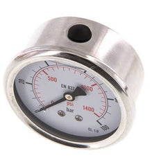 0..100 Bar (0..1450 psi) Glycerin Pressure Gauge Rear Stainless steel/Brass 63 mm Class 1.6