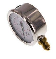 0..1 Bar (0..15 psi) Glycerin Pressure Gauge Below Stainless steel/Brass 63 mm Class 1.6