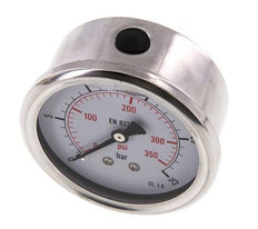 0..25 Bar (0..363 psi) Glycerin Pressure Gauge Rear Stainless steel/Brass 63 mm Class 1.6