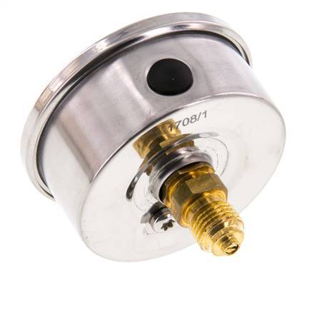 0..4 Bar (0..58 psi) Glycerin Pressure Gauge Rear Stainless steel/Brass 63 mm Class 1.6