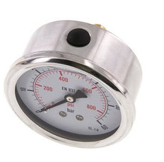 0..60 Bar (0..870 psi) Glycerin Pressure Gauge Rear Stainless steel/Brass 63 mm Class 1.6