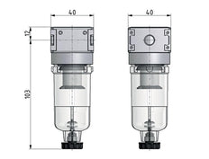 Filter 5microns G1/8'' 1000 l/min Semi-Auto Polycarbonate Multifix 0