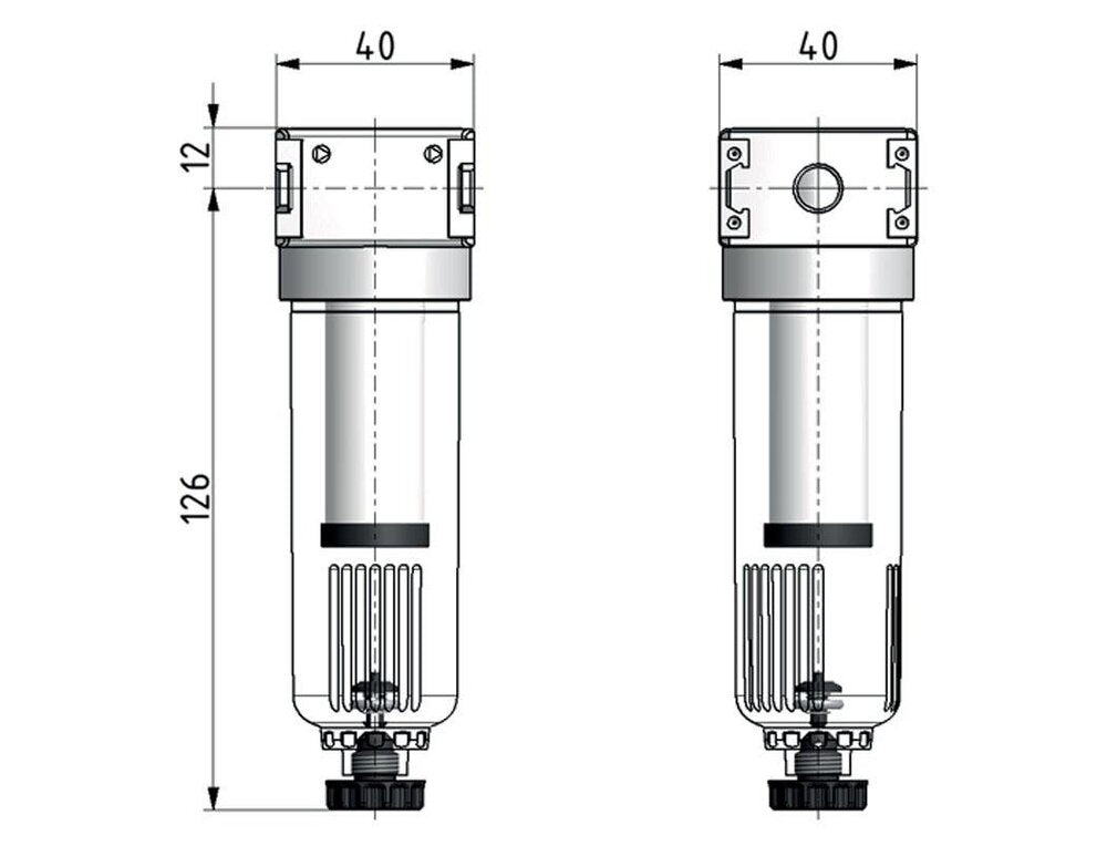 Pre-Filter 0.3microns G1/4'' 160 l/min Semi-Auto Polycarbonate Multifix 0