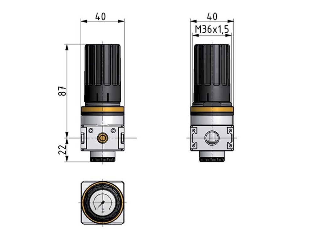 Pressure Regulator for Manifold Assembly G1/4'' 2250 l/min 0.5-10.0bar/7-145psi Zinc Die-Cast Multifix 1