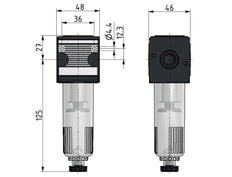 Filter 5microns G1/4'' 2000 l/min Auto Protective Cage Polycarbonate Multifix 1