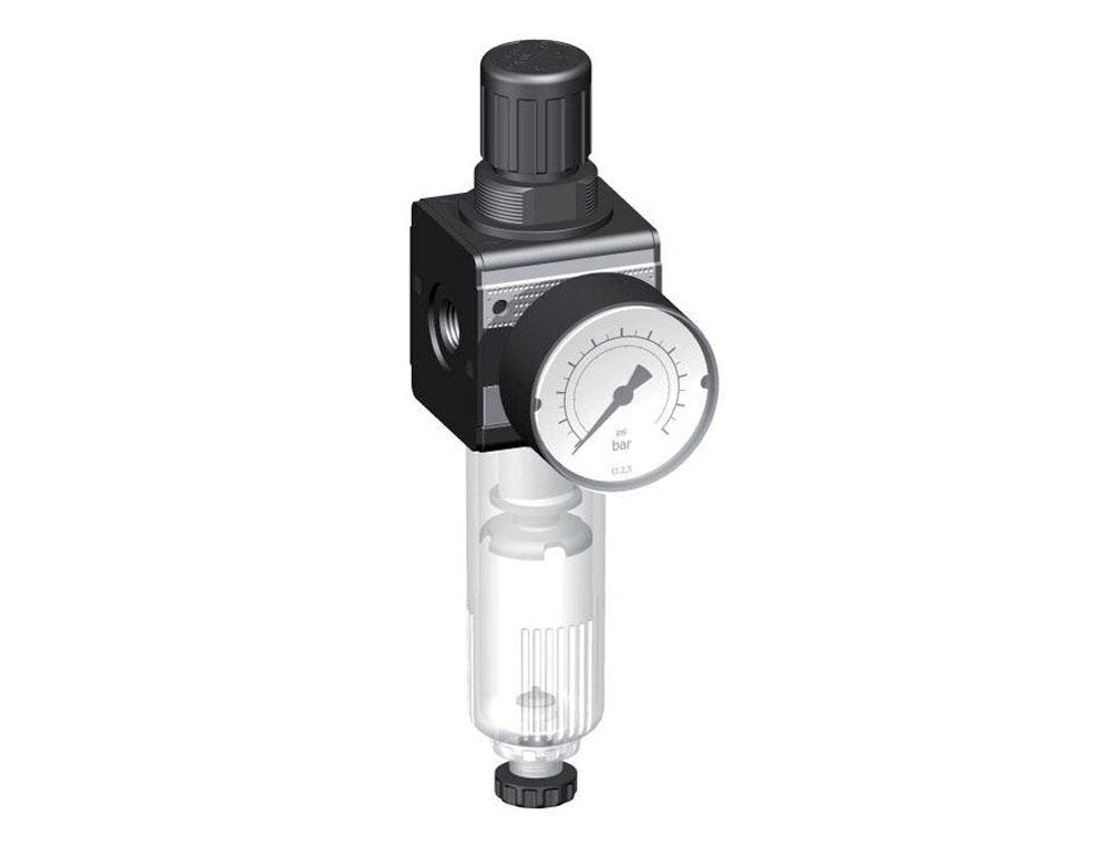 Filter-Regulator G1/4'' 1600 l/min 0.5-16.0bar/7-232psi Semi-Auto Protective Cage Polycarbonate Multifix 1