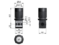 Pressure Regulator for Manifold Assembly G1/4'' 2250 l/min 0.2-6.0bar/3-87psi Zinc Die-Cast Multifix 1