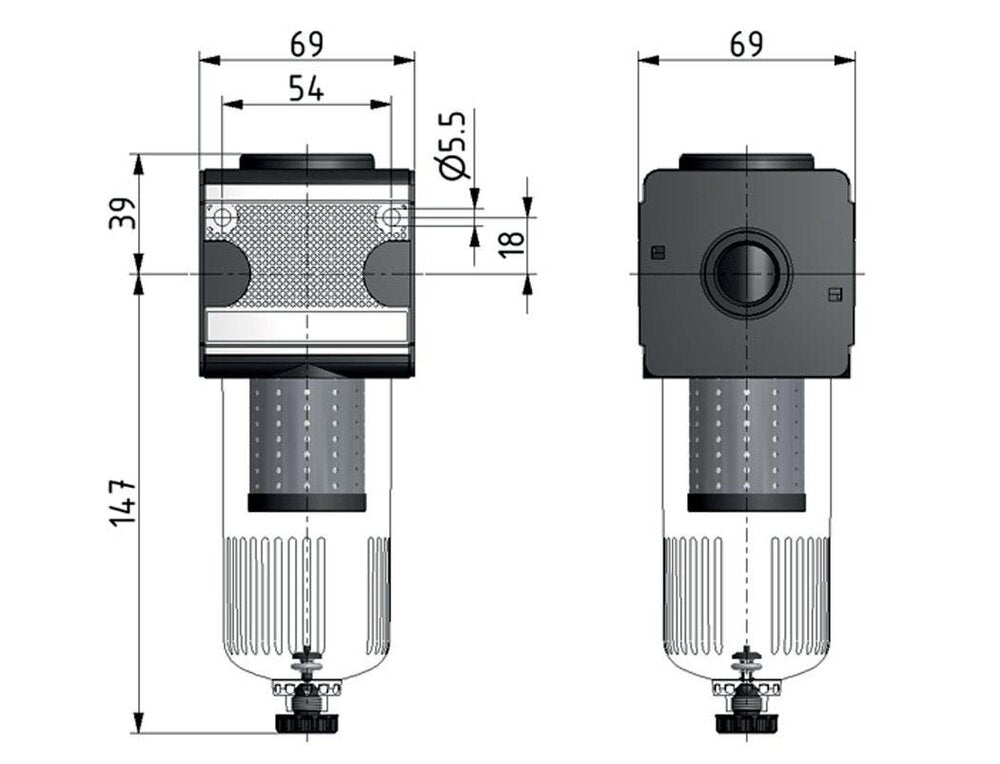 Pre-Filter 0.3microns G1/2'' 500 l/min Auto Polycarbonate Multifix 2