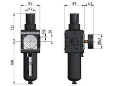 Filter-Regulator G1'' 12000 l/min 0.5-16.0bar/7-232psi Auto Polycarbonate Multifix 4