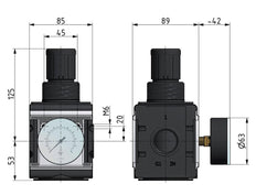 Pressure Regulator G3/4'' 12000 l/min 0.1-3.0bar/1-44psi Aluminium Multifix 4