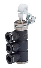 4mm Normally Closed Tube Exhaust Panel Mount Roller Type 3/2-Way Mechanical Valve