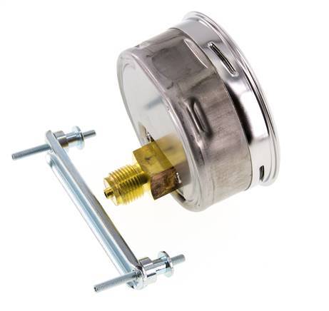 -1..0 Bar (-15..0 psi) Panel Mount Pressure Gauge Steel/Brass 100 mm Class 1.0 (Bracket)