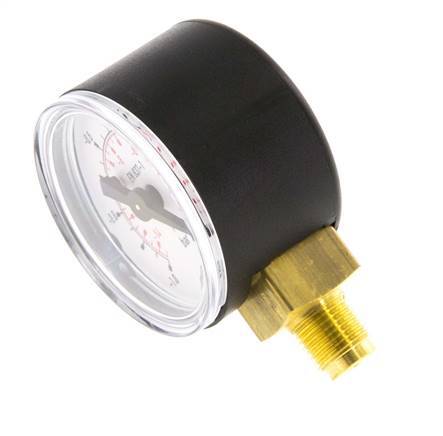 -1..0 Bar (-15..0 psi) Pressure Gauge Below Plastic/Brass 40 mm Class 2.5