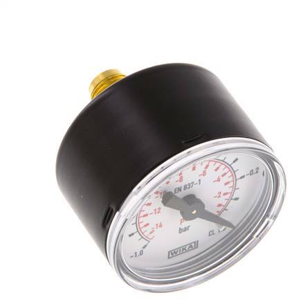 -1..0 Bar (-15..0 psi) Pressure Gauge Rear Steel/Brass 40 mm Class 1.6