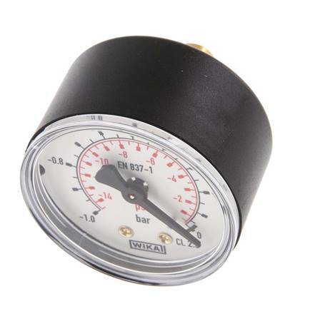 -1..0 Bar (-15..0 psi) Pressure Gauge Rear Plastic/Brass 50 mm Class 2.5