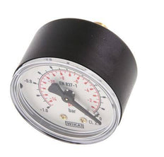 -1..0 Bar (-15..0 psi) Pressure Gauge Rear Plastic/Brass 50 mm Class 2.5