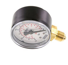 -1..0 Bar (-15..0 psi) Pressure Gauge Below Steel/Brass 50 mm Class 1.6