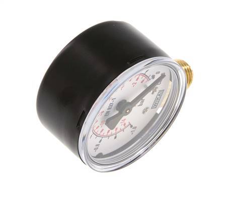 -1..0 Bar (-15..0 psi) Pressure Gauge Below Steel/Brass 50 mm Class 1.6
