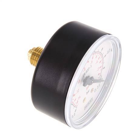 -1..0 Bar (-15..0 psi) Pressure Gauge Rear Plastic/Brass 63 mm Class 2.5