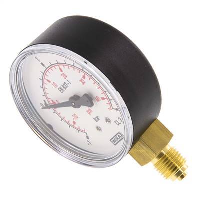 -1..3 Bar (-15..44 psi) Pressure Gauge Below Plastic/Brass 63 mm Class 2.5