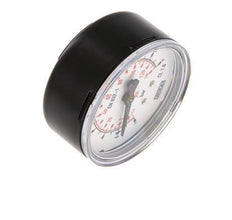 -1..9 Bar (-15..131 psi) Pressure Gauge Below Steel/Brass 63 mm Class 1.6