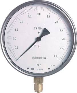 100 Bar 0..100 Bar Pressure Gauge Below Stainless steel 160 mm Class 0.6 ...