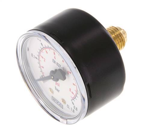 0..0.6 Bar (0..9 psi) Pressure Gauge Rear Steel/Brass 50 mm Class 1.6