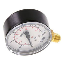 0..0.6 Bar (0..9 psi) Pressure Gauge Below Steel/Brass 63 mm Class 1.6