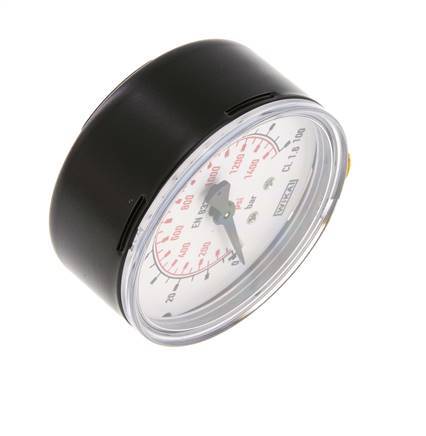 0..100 Bar (0..1450 psi) Pressure Gauge Below Steel/Brass 63 mm Class 1.6