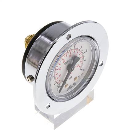 0..10 Bar (0..145 psi) Panel Mount Pressure Gauge Steel/Brass 50 mm Class 2.5 (Front Panel)