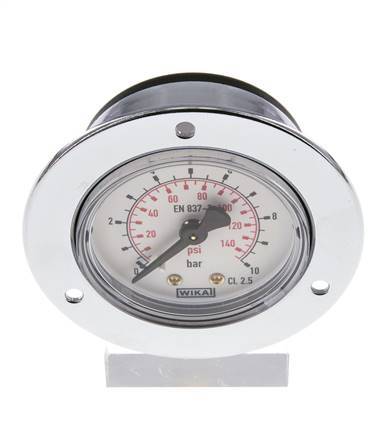 0..10 Bar (0..145 psi) Panel Mount Pressure Gauge Steel/Brass 50 mm Class 2.5 (Front Panel)