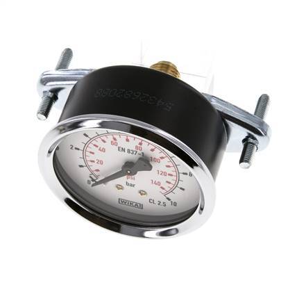 0..10 Bar (0..145 psi) Panel Mount Pressure Gauge Steel/Brass 63 mm Class 2.5 (Bracket)