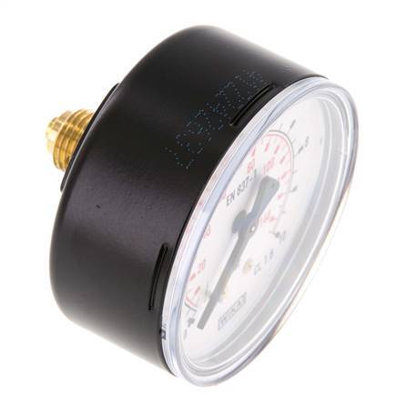 0..10 Bar (0..145 psi) Pressure Gauge Rear Steel/Brass 63 mm Class 1.6