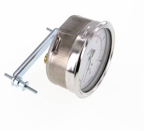 0..1 Bar (0..15 psi) Panel Mount Pressure Gauge Steel/Brass 100 mm Class 1.0 (Bracket)