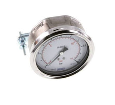 0..1 Bar (0..15 psi) Panel Mount Pressure Gauge Steel/Brass 100 mm Class 1.0 (Bracket)