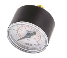 0..1 Bar (0..15 psi) Pressure Gauge Rear Plastic/Brass 40 mm Class 2.5
