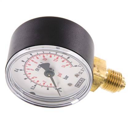 0..1 Bar (0..15 psi) Pressure Gauge Below Plastic/Brass 50 mm Class 2.5