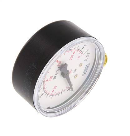 0..16 Bar (0..232 psi) Pressure Gauge Below Plastic/Brass 63 mm Class 2.5