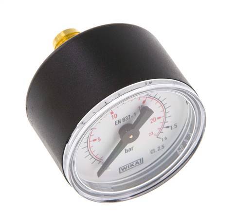 0..1.6 Bar (0..23 psi) Pressure Gauge Rear Plastic/Brass 40 mm Class 2.5