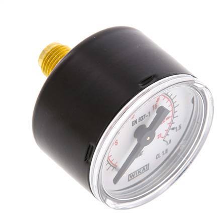 0..1.6 Bar (0..23 psi) Pressure Gauge Rear Steel/Brass 40 mm Class 1.6