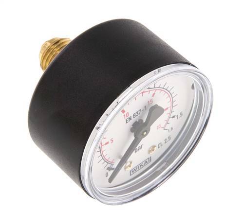 0..1.6 Bar (0..23 psi) Pressure Gauge Rear Plastic/Brass 50 mm Class 2.5