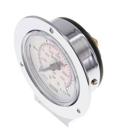 0..250 Bar (0..3626 psi) Panel Mount Pressure Gauge Steel/Brass 63 mm Class 2.5 (Front Panel)