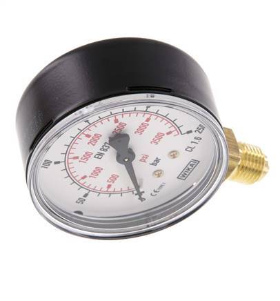 0..250 Bar (0..3626 psi) Pressure Gauge Below Steel/Brass 63 mm Class 1.6