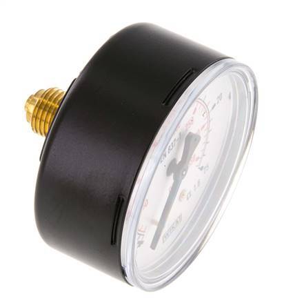 0..25 Bar (0..363 psi) Pressure Gauge Rear Steel/Brass 63 mm Class 1.6