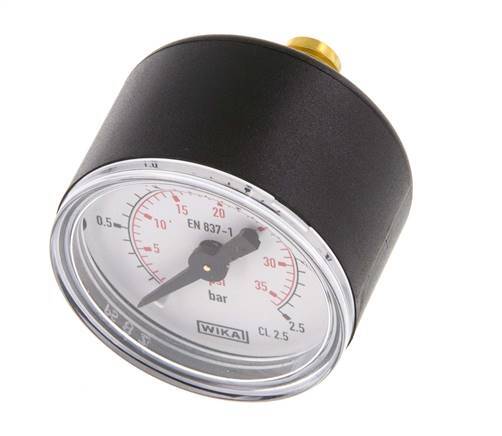 0..2.5 Bar (0..36 psi) Pressure Gauge Rear Plastic/Brass 40 mm Class 2.5