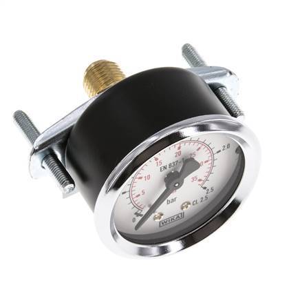0..2.5 Bar (0..36 psi) Panel Mount Pressure Gauge Steel/Brass 50 mm Class 2.5 (Bracket)