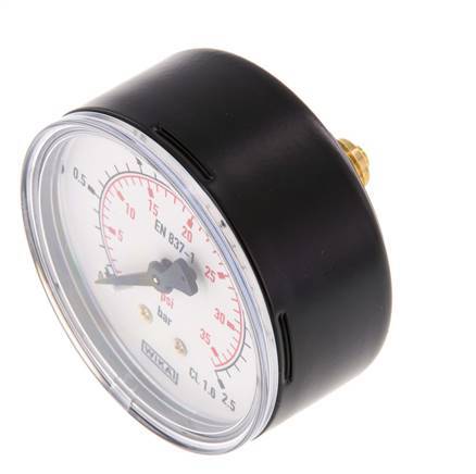 0..2.5 Bar (0..36 psi) Pressure Gauge Rear Steel/Brass 63 mm Class 1.6